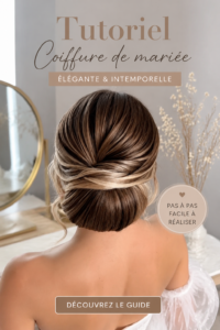 Coiffure élégante pour mariée avec des boucles et des fleurs