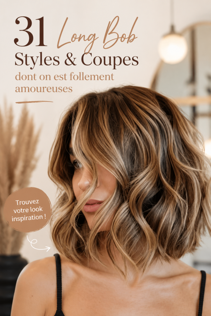 Femme avec un Long Bob élégant, coiffure moderne et fraîche