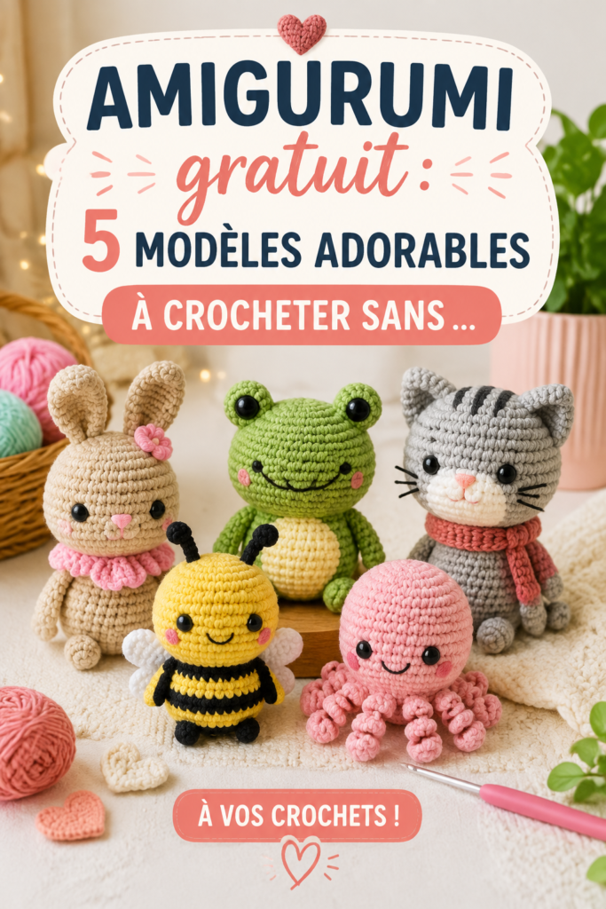 Une collection de modèles amigurumi colorés à crocheter.