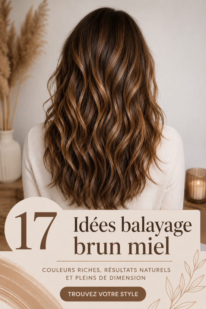 Un exemple de coiffure avec un balayage miel brillant et naturel.