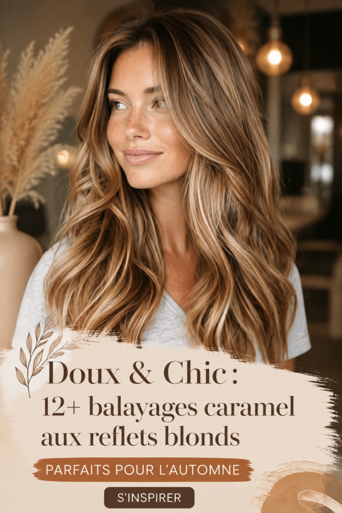 Une coiffure avec un caramel balayage doux et des nuances blondes pour l'automne.