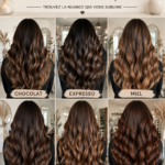 Femme avec des cheveux blonds et des reflets cuivrés, représentant une tendance couleur cheveux.