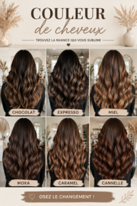 Femme avec des cheveux blonds et des reflets cuivrés, représentant une tendance couleur cheveux.