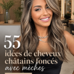 Coiffure brun foncé avec reflets éclatants, style tendance pour 2026.