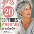 Coiffures stylées pour cheveux gris sur mannequin