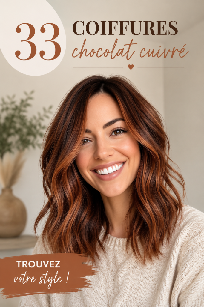 Coiffures chocolat cuivré stylées et modernes avec éclat.