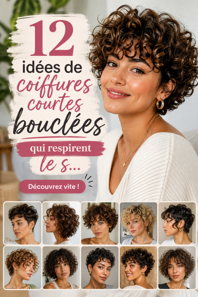 Coiffure courte bouclée stylée sur une femme