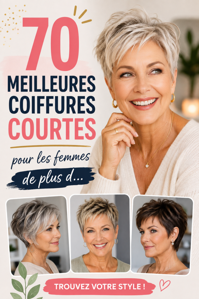 Femme souriante avec une coiffure courte élégante mettant en valeur son visage.
