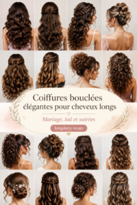Coiffure élégante avec des boucles sur cheveux longs pour une occasion spéciale