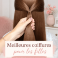 Un montage de coiffures tendance pour filles, mettant en valeur différents styles et textures de cheveux.