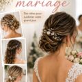 Une mariée rayonnante avec une coiffure élégante et des accessoires floraux pour son mariage.