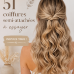 Coiffure élégante mi-haut mi-bas sur modèle avec cheveux brillants