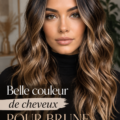 Palette de couleurs pour cheveux bruns mettant en avant des nuances chaudes et froides.