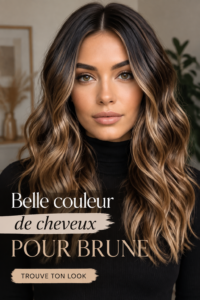 Palette de couleurs pour cheveux bruns mettant en avant des nuances chaudes et froides.