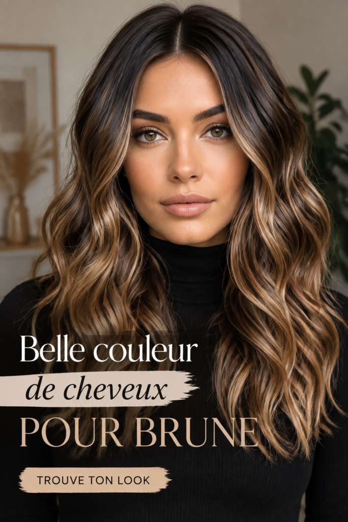 Palette de couleurs pour cheveux bruns mettant en avant des nuances chaudes et froides.