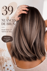 Femme avec des cheveux bruns éclatants et une peau claire, représentant la beauté des différentes nuances de brun.