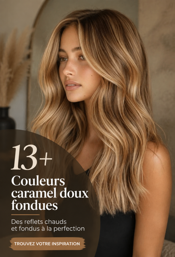 Femme avec cheveux longs couleur caramel doux, apportant une touche de chaleur