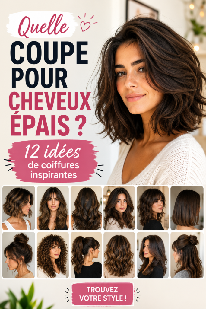 Une femme avec des cheveux épais coiffés en une coupe moderne et stylée.