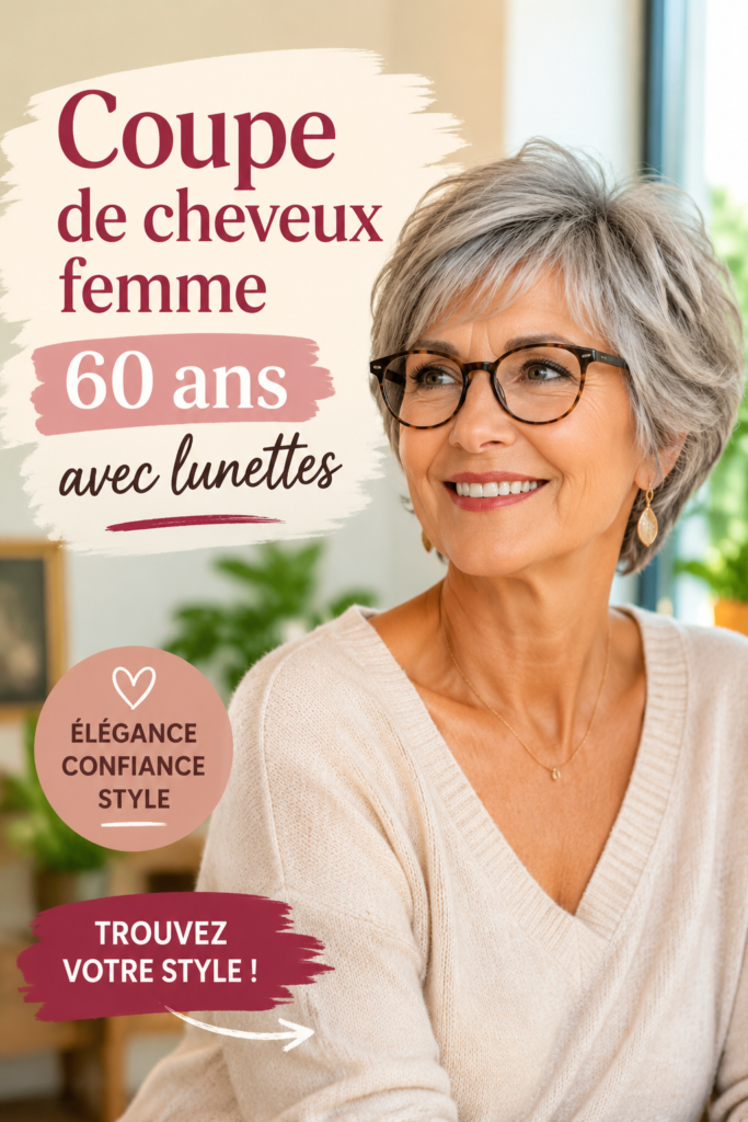 Femme de 60 ans avec lunettes et une coupe de cheveux moderne et élégante