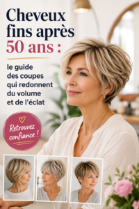 Femme souriante avec une coupe de cheveux fin redonnant du volume