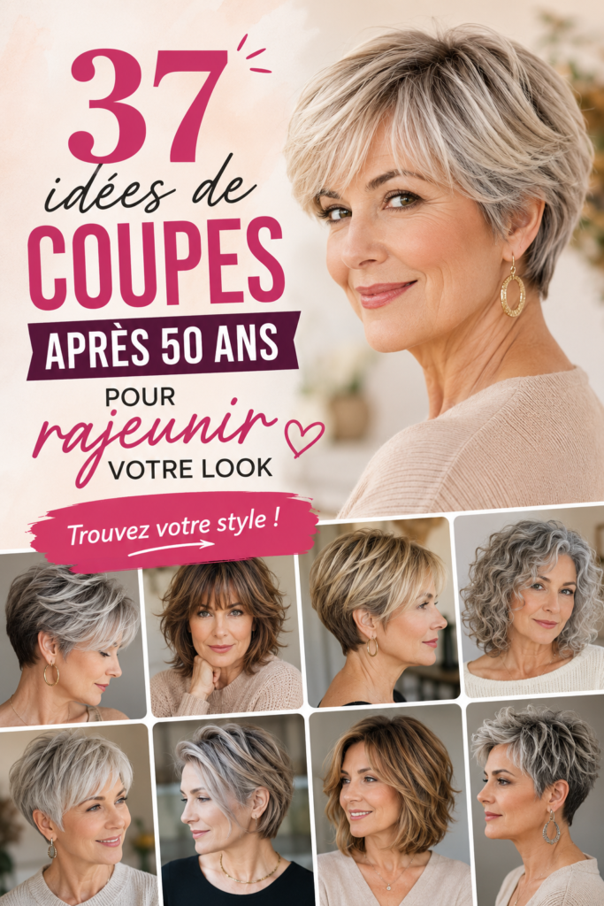 Femme élégante ayant une coupe moderne et fraîche après 50 ans