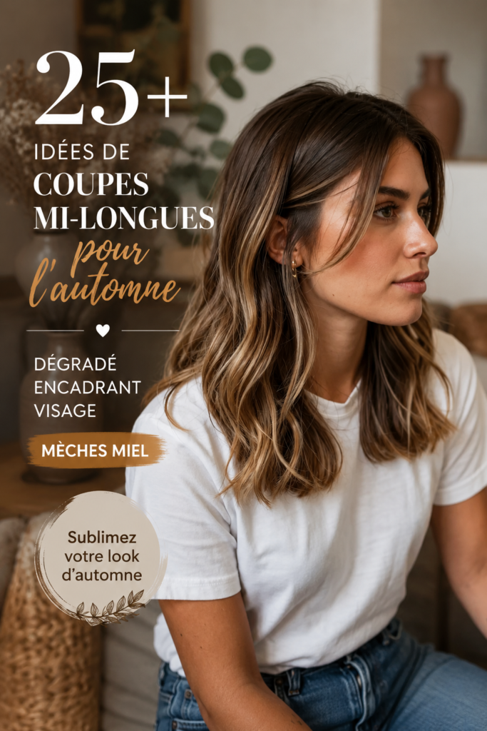 Coupe de cheveux mi-longue avec des couches encadrantes et des tons miel.