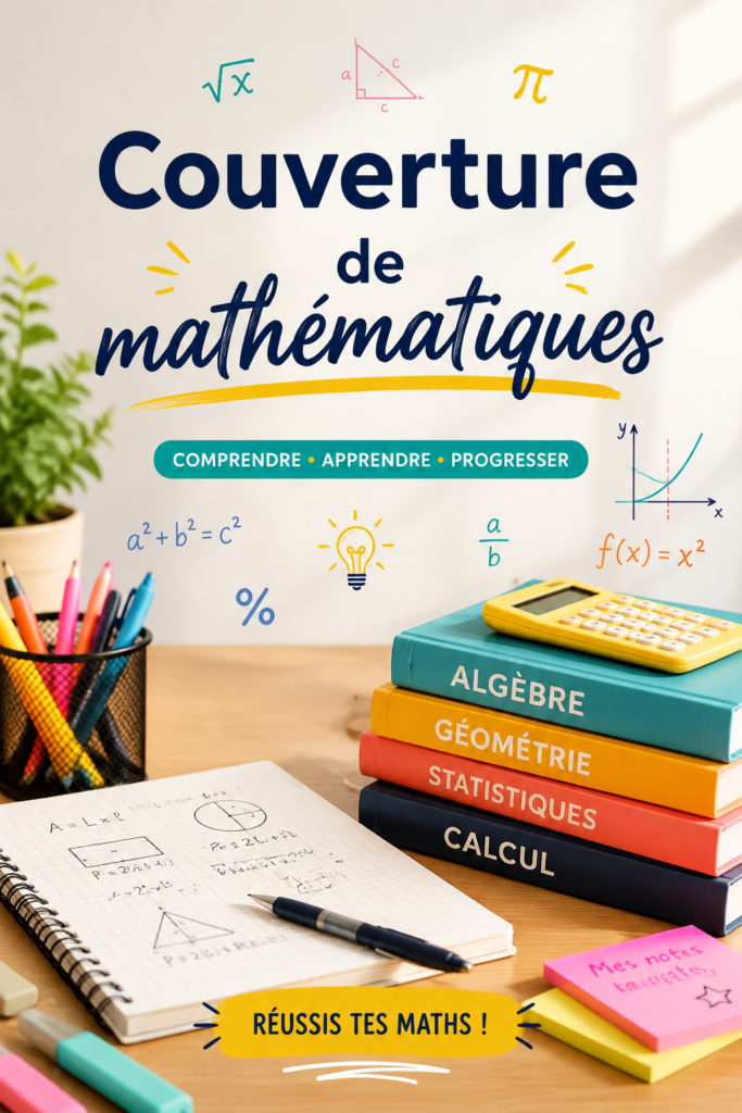 Couverture de maths unique avec des motifs colorés.