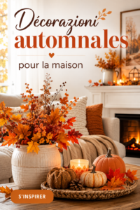 Un salon joliment décoré pour l'automne avec des éléments chaleureux et colorés