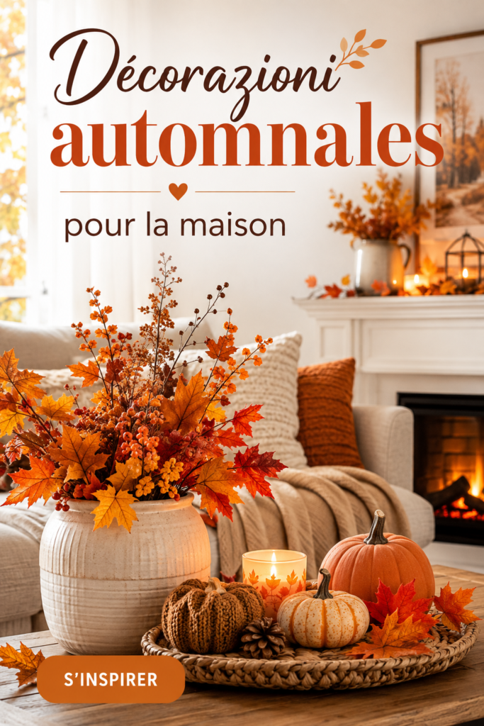 Un salon joliment décoré pour l'automne avec des éléments chaleureux et colorés