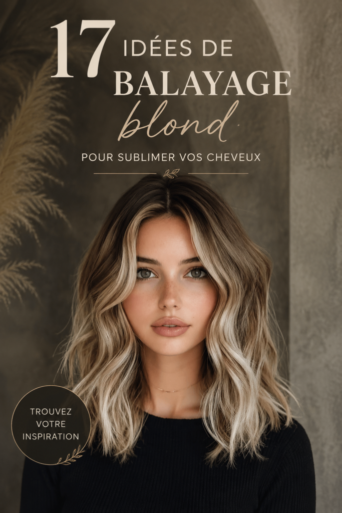 Un balayage blond tendance sur des cheveux longs et ondulés.