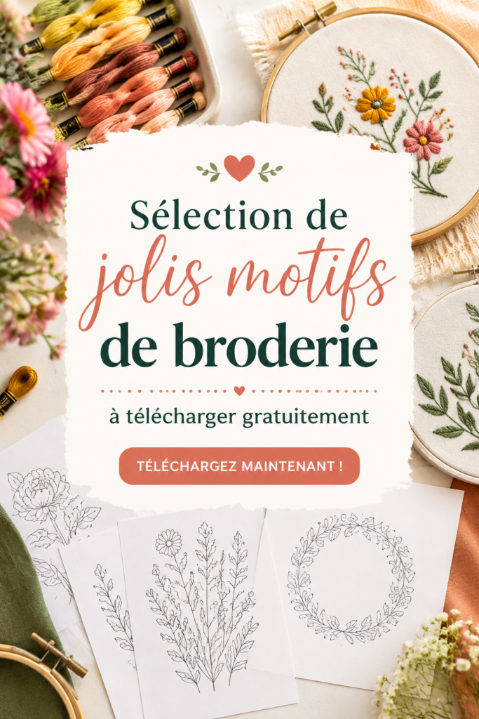Motifs de broderie à télécharger gratuitement montrant une variété de designs colorés.