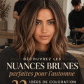 Femme avec des cheveux bruns éclatants, couleur automnale