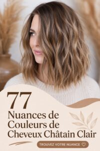 Une femme avec des cheveux châtain clair aux nuances brillantes.