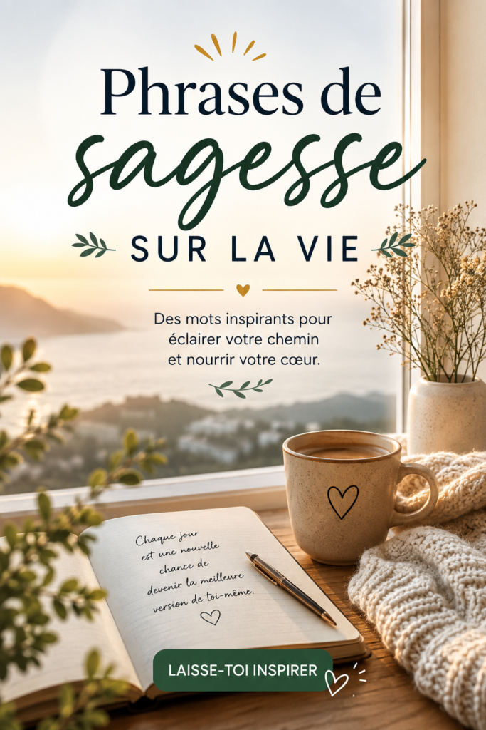 Une belle calligraphie d'une phrase inspirante sur la sagesse et la vie