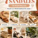 Sélection de sandales tendance pour l'été 2026, sur fond estival.