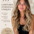 Femme montrant une coiffure unique et tendance, cheveux longs flottants