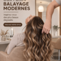 Un magnifique balayage moderne sur des cheveux longs, mettant en avant différentes nuances de blond et brun.
