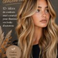 Femme avec une coloration miel caramel éclatante en automne