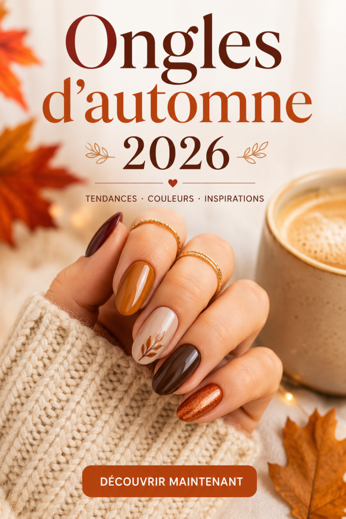Manucure d'automne 2026 avec des ongles colorés et des motifs modernes