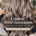 Femme avec une coiffure blonde champignon élégante et moderne.