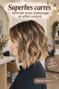 Coiffure bronde moderne avec un bob balayé