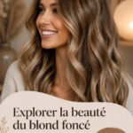 Femme avec des cheveux blond foncé dans une coiffure ondulée