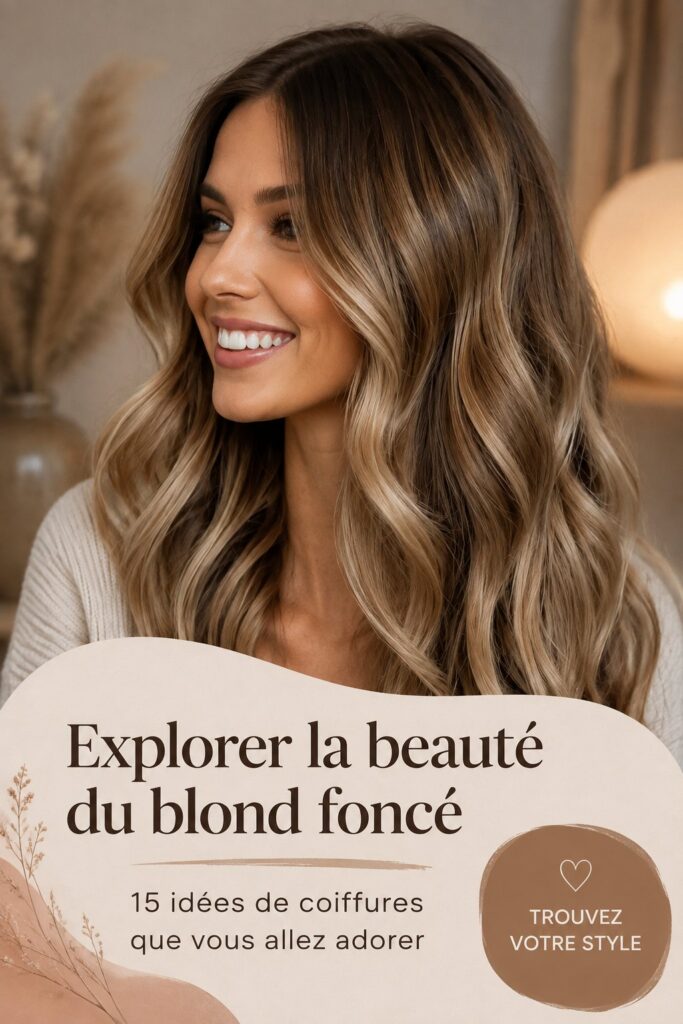 Femme avec des cheveux blond foncé dans une coiffure ondulée
