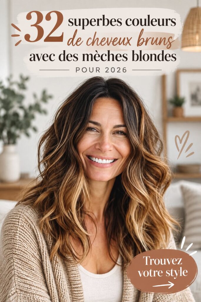 Couleurs de cheveux bruns avec mèches blondes tendance pour 2026