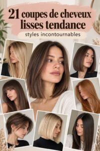 Une femme avec une belle coupe de cheveux droits élégante