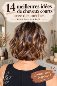 Femme avec une coupe courte et des mèches blondes en lumière naturelle