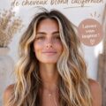Coiffure blonde californienne avec ondulations sur un fond lumineux