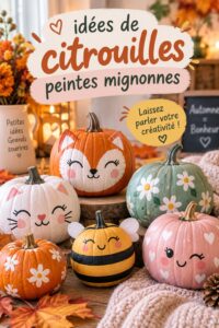 Citrouilles peintes aux motifs colorés pour Halloween