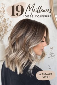 Coiffure bicolore avec des mèches blondes et brunes, offrant un look moderne et stylisé.