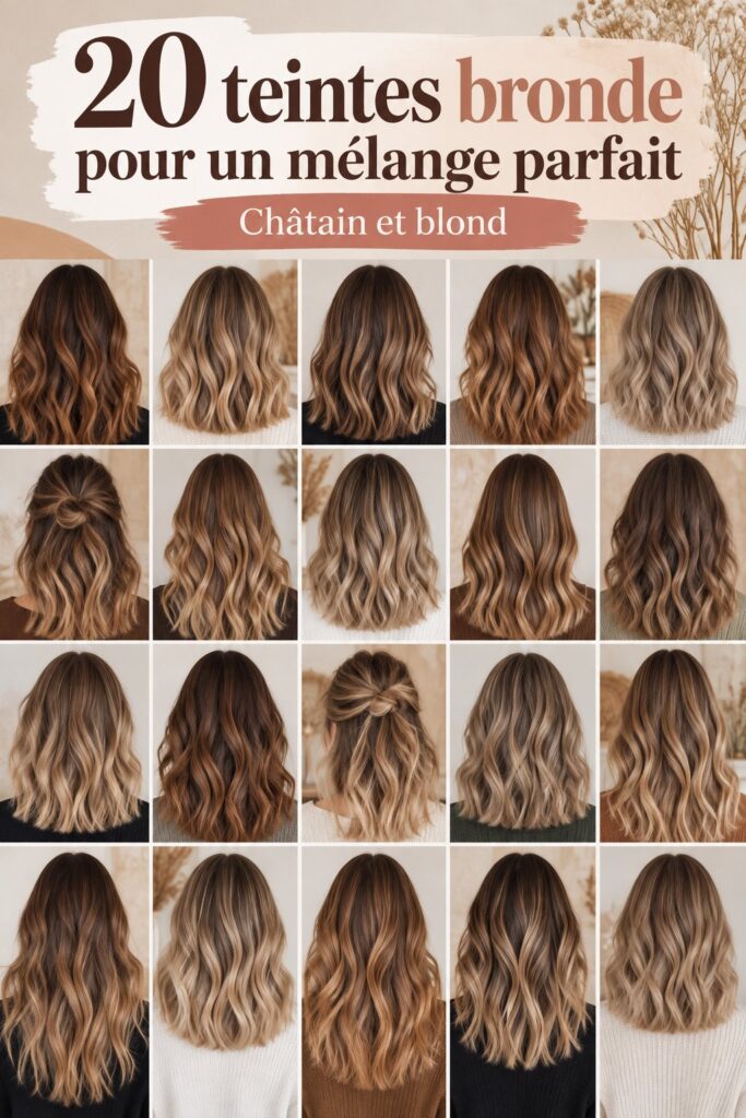 Une magnifique coiffure bronde avec des nuances naturelles et lumineuses.